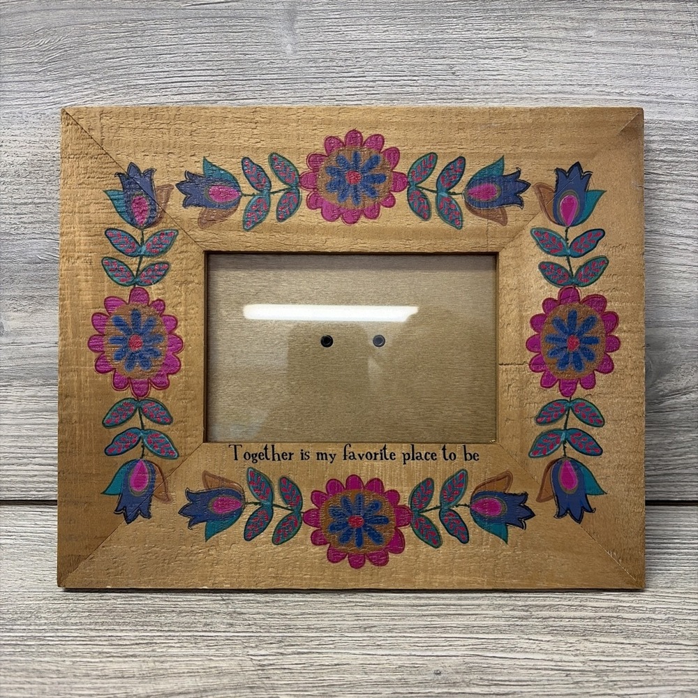 Natural Life Wooden Boho Floral Frame "Together Is My Favorite Place To Be" P2